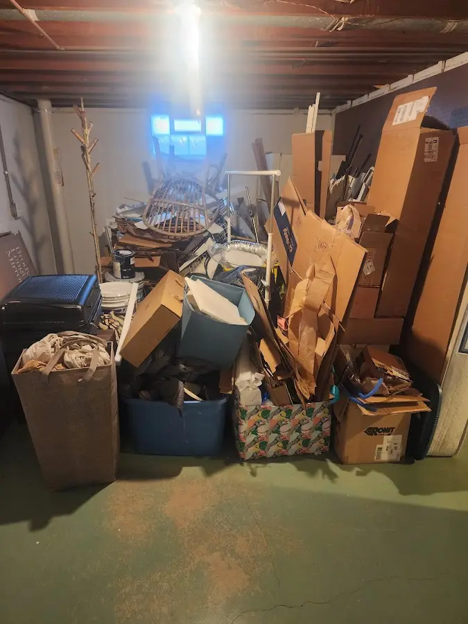 Roll-off dumpster container at job site for 8 Yard Dumpster Rental in Columbus